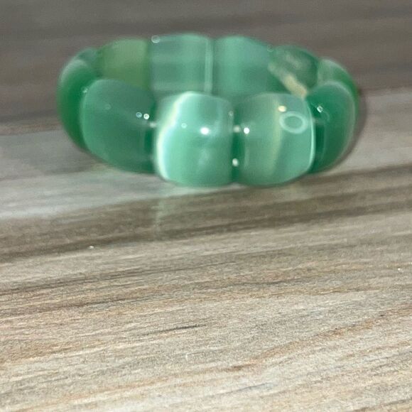 Green Chunky Beaded Bracelet Women’s Stretch Classiccore Minimalist Mermaidcore - Picture 3 of 5